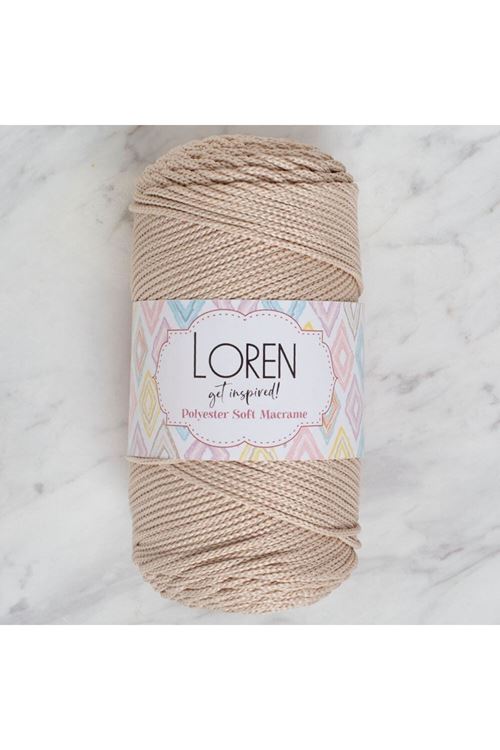 Loren Polyester Soft Macrame Taş Rengi El Örgü İpi - LM005 - 34428