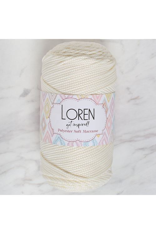 Loren Polyester Soft Macrame Krem El Örgü İpi - LM003 - 34427