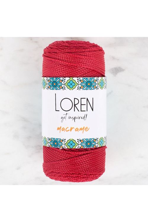 Loren Macrame Koyu Kırmızı El Örgü İpi - RM 0105 - 34345