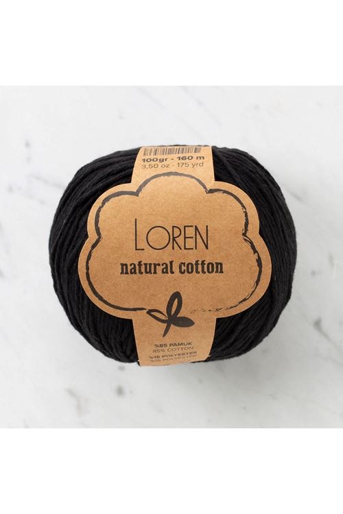 Loren Natural Cotton Siyah El Örgü İpi - R004 - 33908