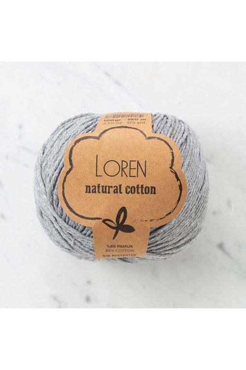 Loren Natural Cotton Gri El Örgü İpi - R079 - 33925
