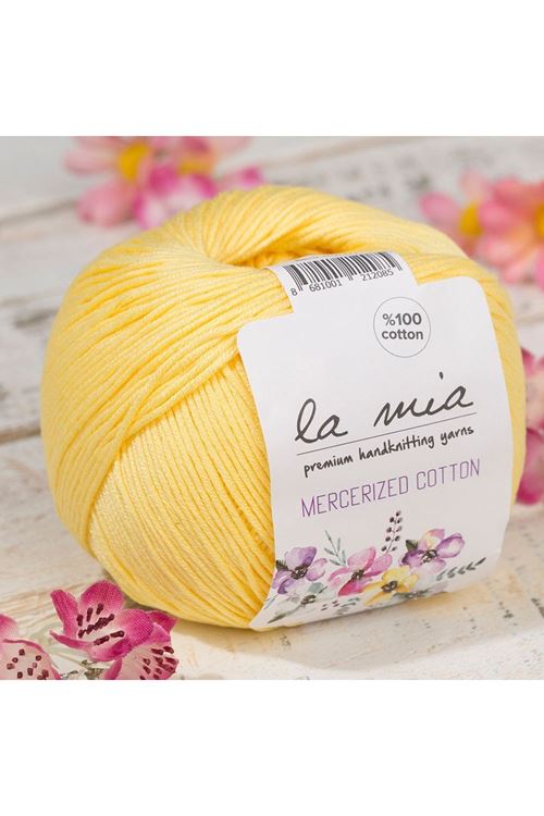 La Mia Mercerized Cotton Sarı El Örgü İpi - 177 - 33584