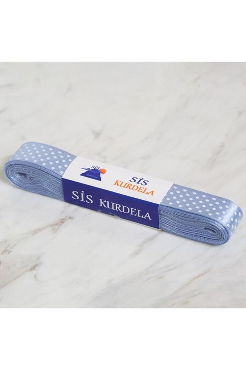 Loren Crafts 2cm 10 mt Mavi Saten Puantiyeli Kurde