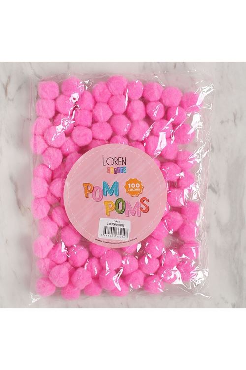 LOREN CRAFTS 2 CM 100 ADET PEMBE PONPON