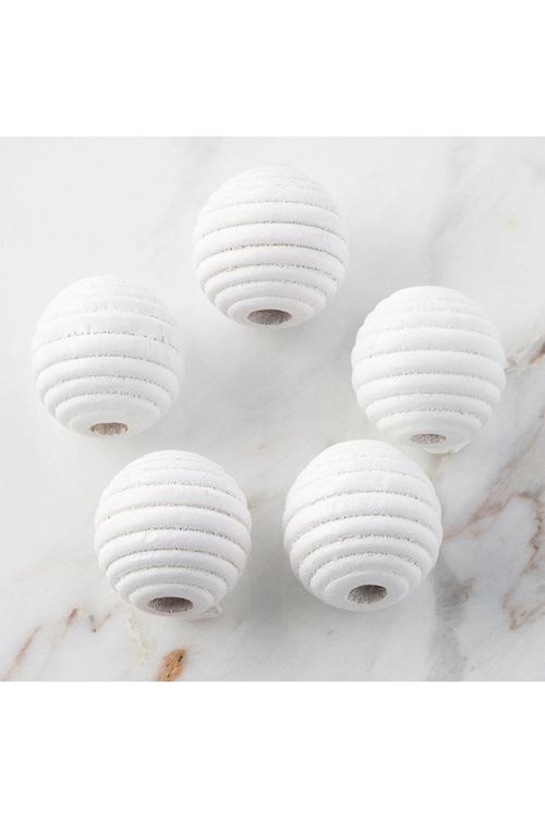 Loren 5 li Beyaz Arı Kovanı Ahşap Boncuk