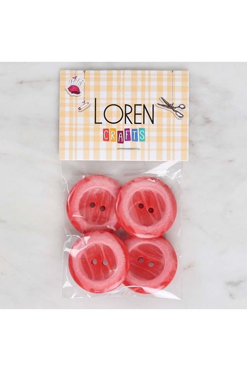 Loren Crafts 4'lü Kırmızı Düğme - 1725