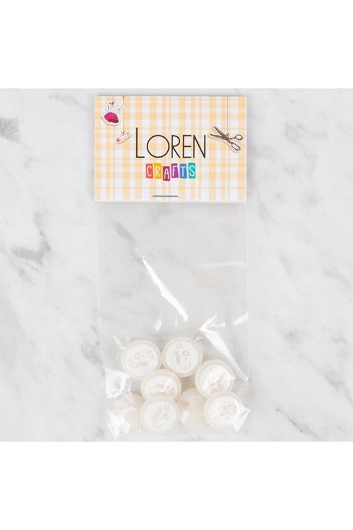 Loren Crafts 8 li Beyaz Düğme - 391