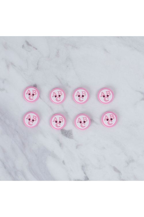Loren Crafts 8 li ABC Desenli Pembe Düğme - 0557
