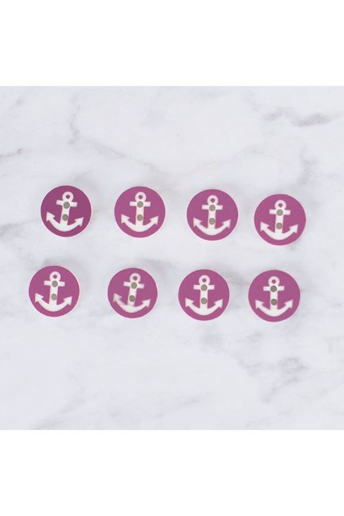 Loren Crafts 8 li Çapa Mor Düğme - 0427