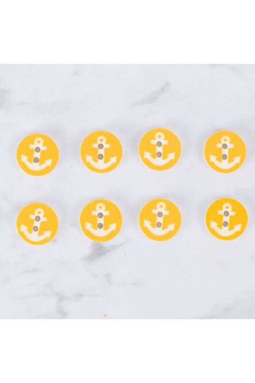 Loren Crafts 8 li Çapa Sarı Düğme - 0432