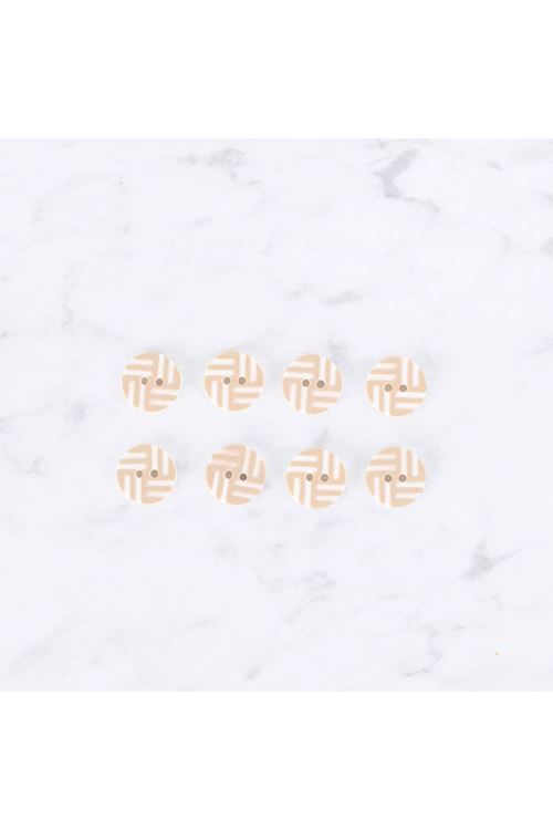 Loren Crafts 8 li Çizgili Bej Rengi Düğme - 0297