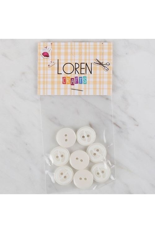 Loren Crafts 8 li Beyaz Ayak İzi Düğme - 433