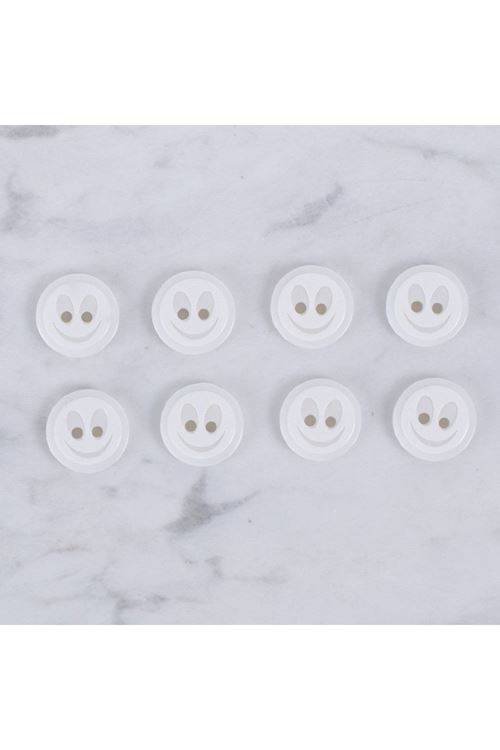Loren Crafts 8 li Gülen Yüz Beyaz Düğme - 0611
