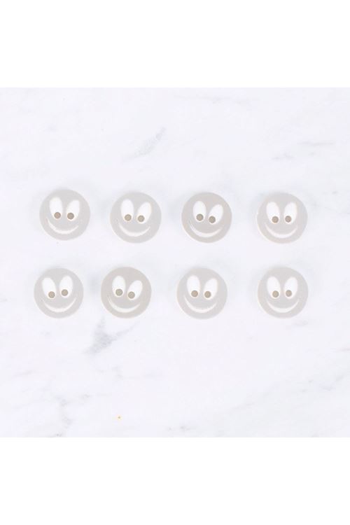 Loren Crafts 8 li Gülen Yüz Gri Rengi Düğme - 0519