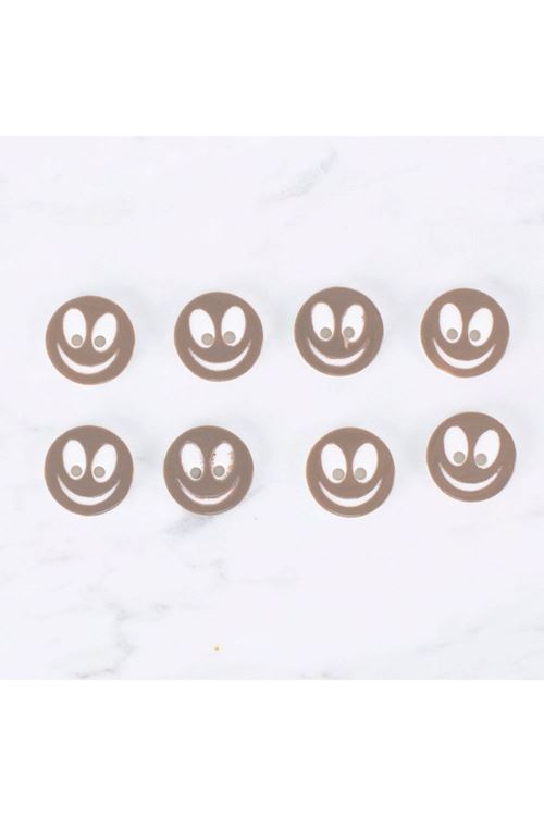 Loren Crafts 8 li Gülen Yüz Kahve Düğme - 0520