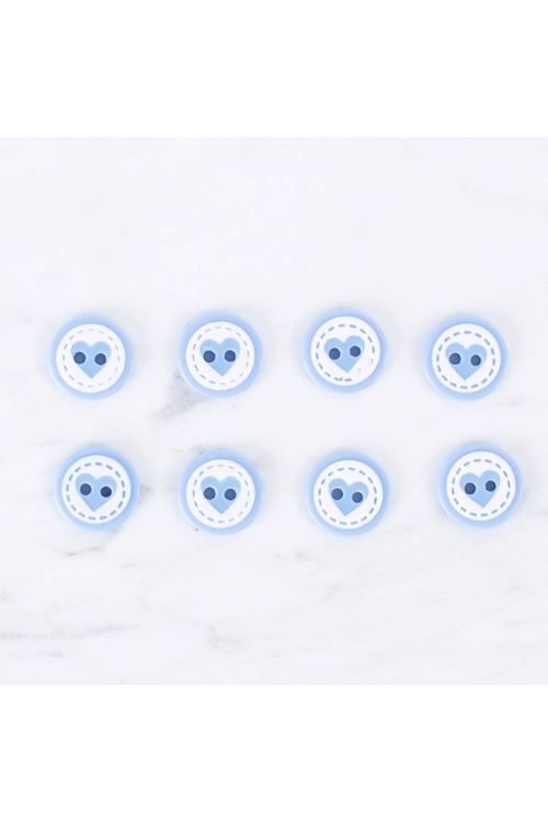 Loren Crafts 8 li Kalp Mavi Düğme - 0476