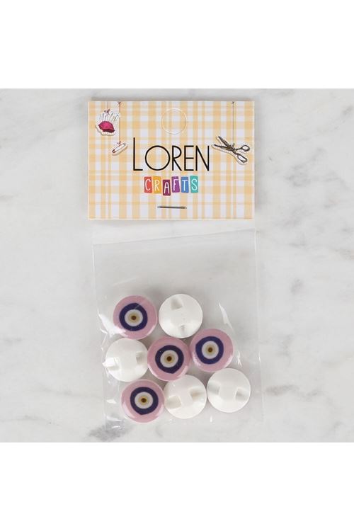 Loren Crafts 8 li Lila Nazar Boncuğu Düğme - 687
