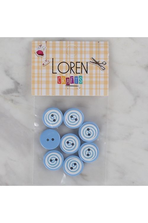 Loren Crafts 8 li mavi yuvarlak düğme - 451