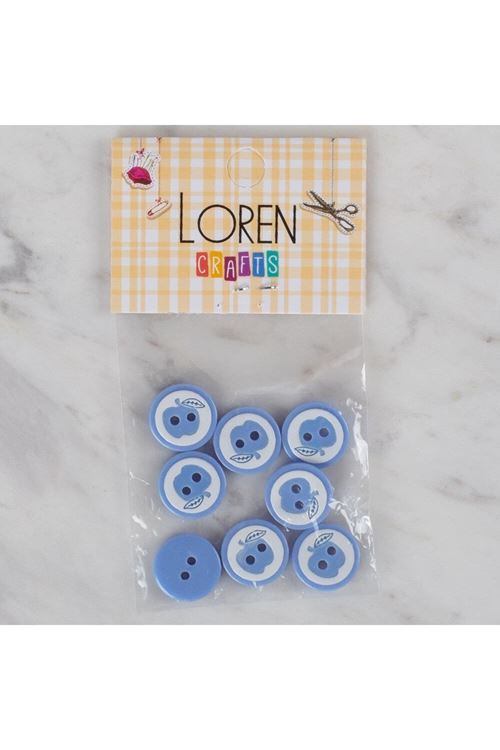 Loren Crafts 8 li Mavi Elma Düğme - 463