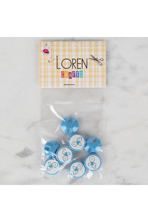 Loren Crafts 8 li Mavi Bebek Düğme - 370