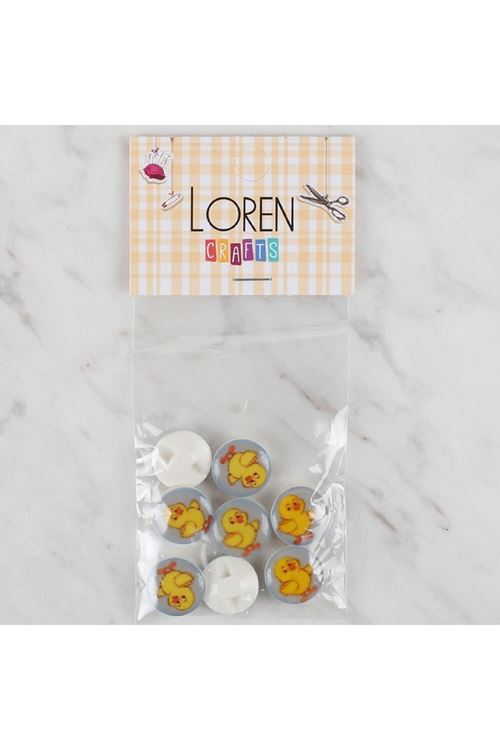 Loren Crafts 8 li Mavi Civciv Düğme - 700