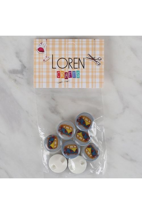 Loren Crafts 8 li Mavi Minibüs Düğme - 698