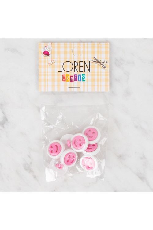 Loren Crafts 8 li Koyu Pembe Gülen Yüz Düğme - 636