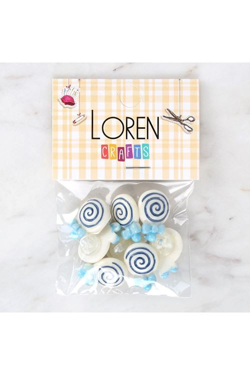 Loren Crafts Mavi 8'li Düğme - 3026