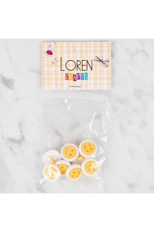 Loren Crafts 8 li Koyu Sarı Gülen Yüz Düğme - 631