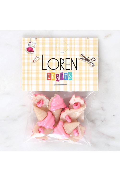 Loren Crafts Pembe 8'li Düğme - 3073