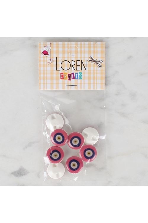 Loren Crafts 8 li Pembe Nazar Boncuğu Düğme - 693