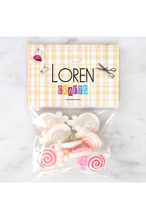 Loren Crafts Pembe 8'li Düğme - 3025
