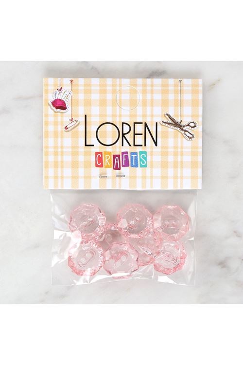Loren Crafts Pembe 8'li Düğme - 3064