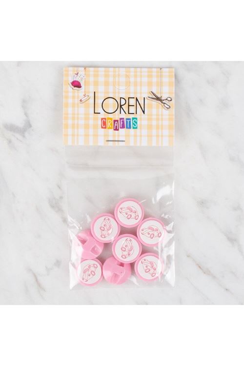 Loren Crafts 8 li Pembe Düğme - 398