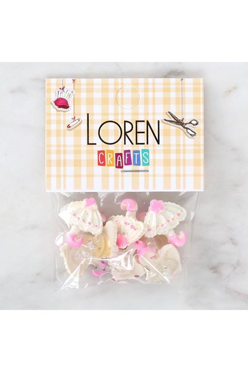 Loren Crafts Pembe 8'li Düğme - 3008