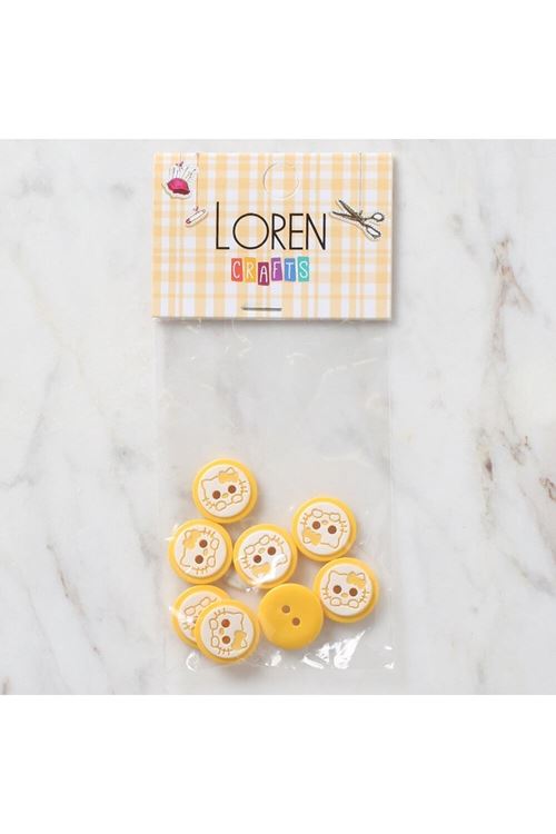 Loren Crafts 8 li Sarı Kedi Düğme - 590