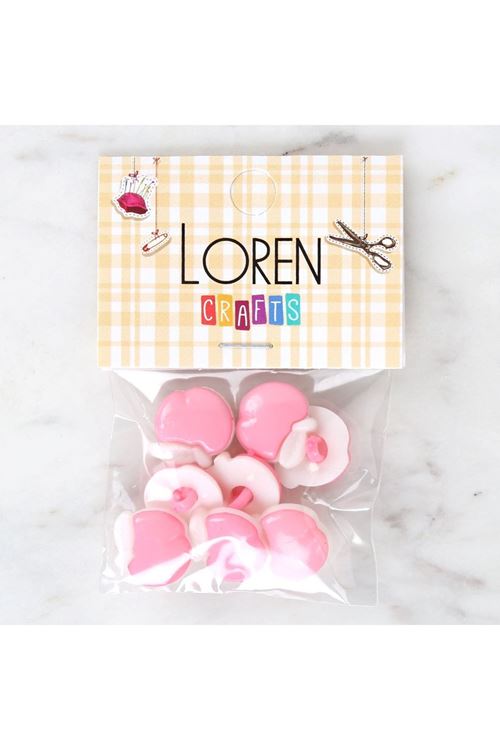 Loren Crafts Pembe 8'li Düğme - 3004