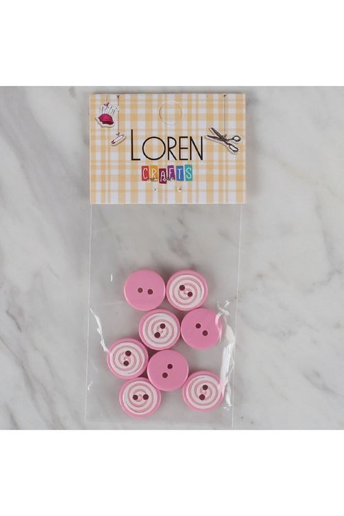 Loren Crafts 8 li Pembe Yuvarlak Düğme - 448