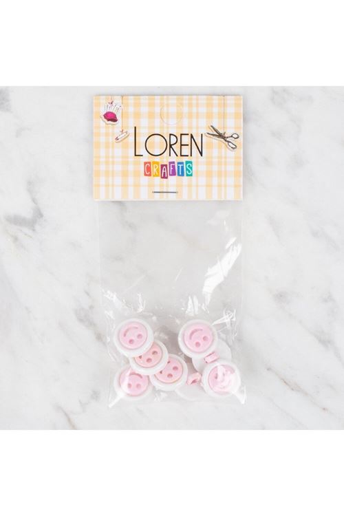 Loren Crafts 8 li Pembe Gülen Yüz Düğme - 635