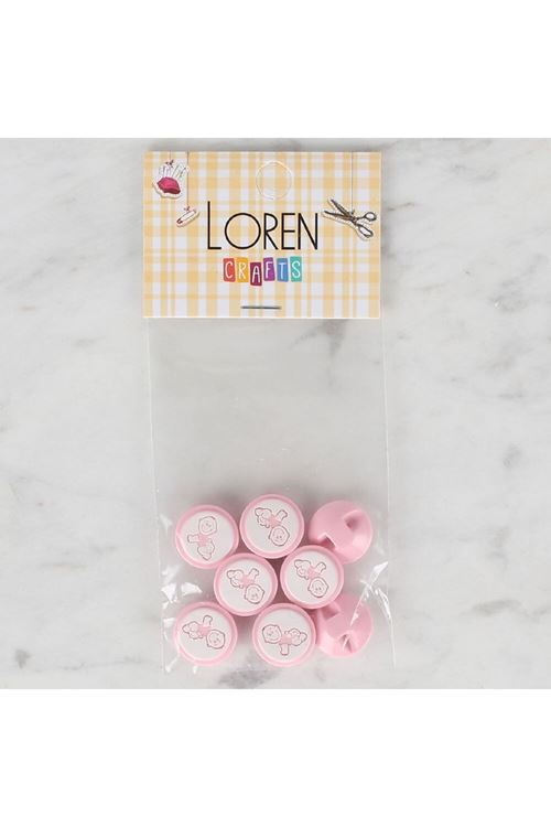 Loren Crafts 8 li Pembe Bebek Düğme - 376