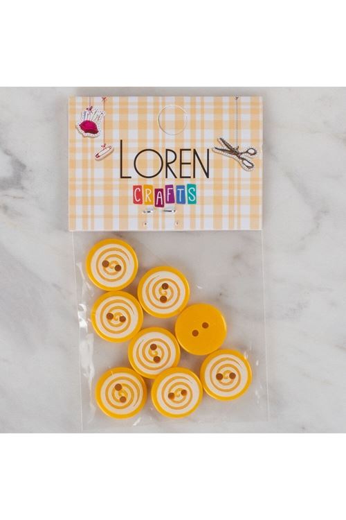 Loren Crafts 8 li Sarı Yuvarlak Düğme - 455