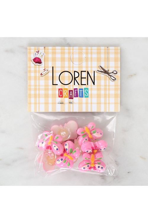 Loren Crafts Pembe 8'li Düğme - 3022