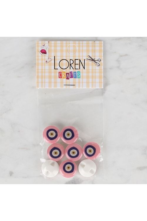 Loren Crafts 8 li Pembe Nazar Boncuğu Düğme - 690