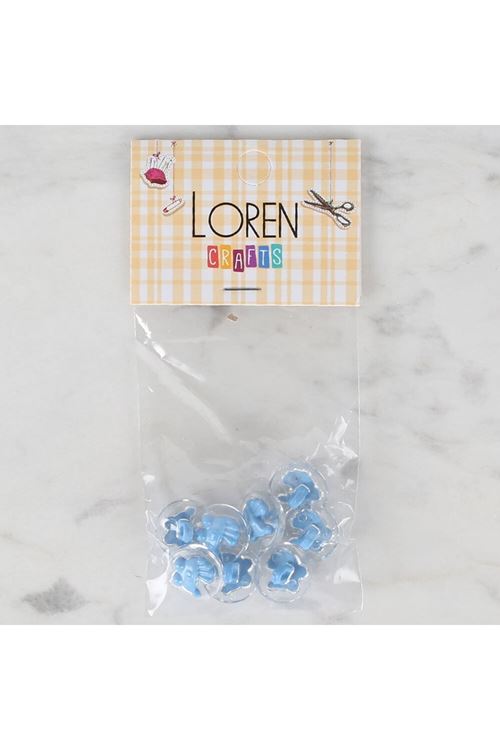 Loren Crafts 8 li Şeffaf Mavi Bebek Arabası Düğme