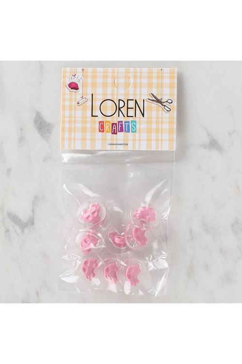 Loren Crafts 8 li Şeffaf Pembe araba Düğme - 249
