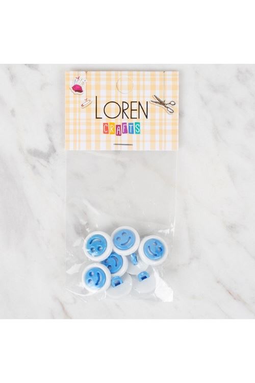 Loren Crafts 8 li Turkuaz Gülen Yüz Düğme - 633
