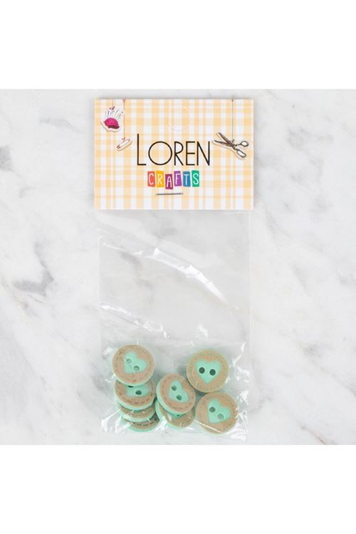 Loren Crafts 8 li Yeşil Kalp Düğme - 325