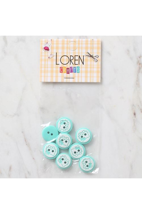 Loren Crafts 8 li Yeşil Kedi Düğme - 588