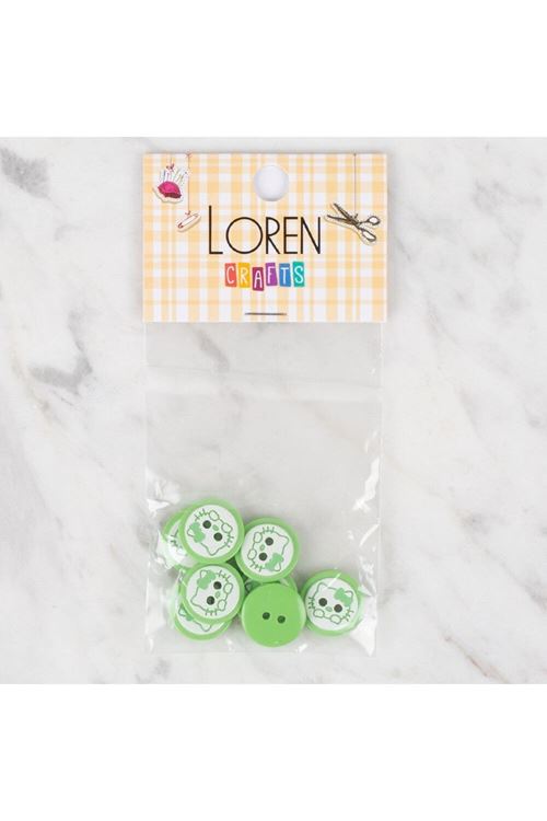 Loren Crafts 8 li Yeşil Kedi Düğme - 589