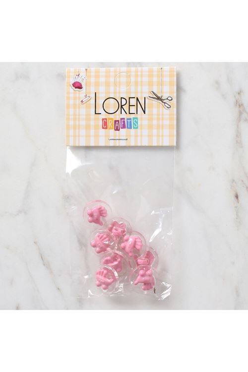 Loren Crafts 8 li Şeffaf Pembe Bebek Arabası Düğme